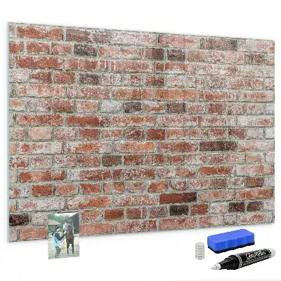 Magnetic dry erase board with a brick wall design
