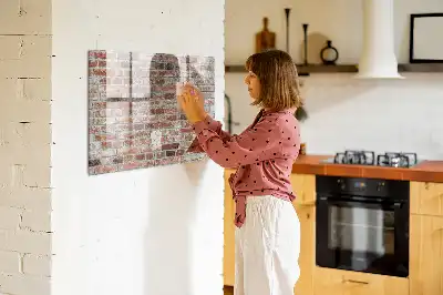 Magnetic dry erase board with a brick wall design