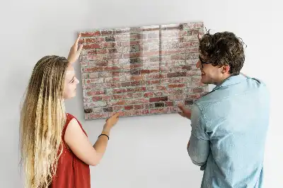 Magnetic dry erase board with a brick wall design