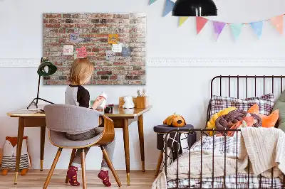 Magnetic dry erase board with a brick wall design