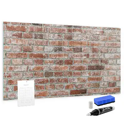 Magnetic dry erase board with a brick wall design