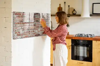 Magnetic dry erase board with a brick wall design