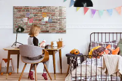 Magnetic dry erase board with a brick wall design