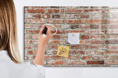 Magnetic dry erase board with a brick wall design