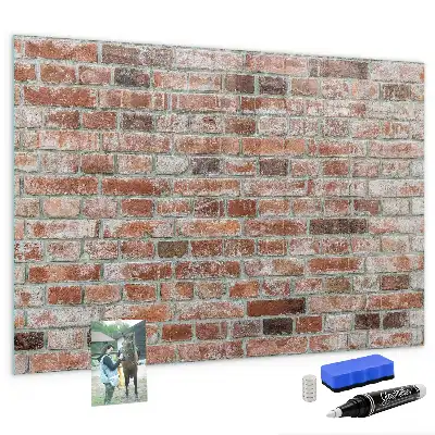 Magnetic dry erase board with a brick wall design