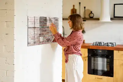 Magnetic dry erase board with a brick wall design