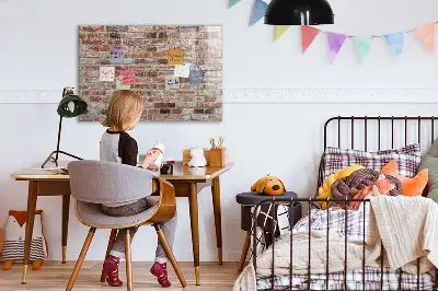 Magnetic dry erase board with a brick wall design