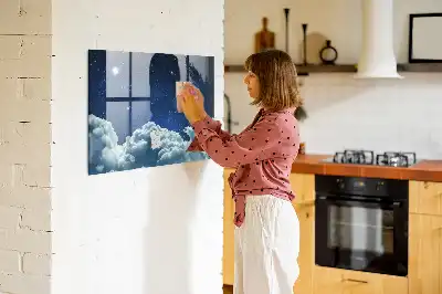 Magnetic dry erase board night sky design