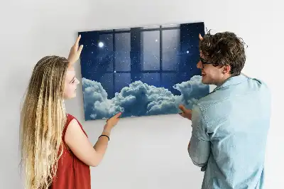 Magnetic dry erase board night sky design