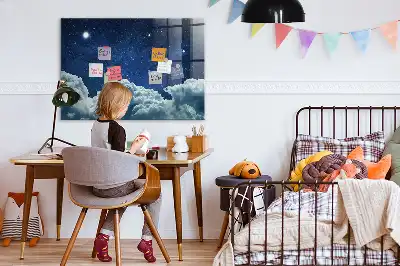 Magnetic dry erase board night sky design