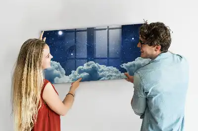 Magnetic dry erase board night sky design