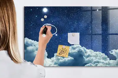 Magnetic dry erase board night sky design