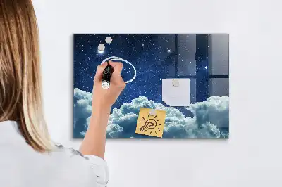 Magnetic dry erase board night sky design
