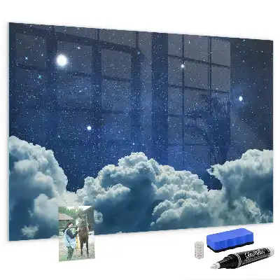 Magnetic dry erase board night sky design