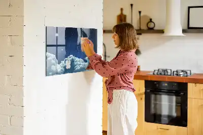 Magnetic dry erase board night sky design