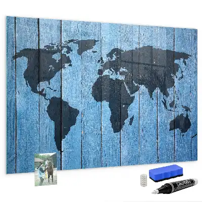 Magnetic dry erase world map whiteboard wall decor