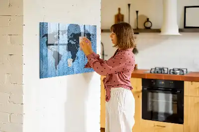 Magnetic dry erase world map whiteboard wall decor