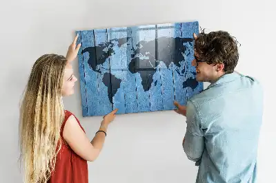 Magnetic dry erase world map whiteboard wall decor