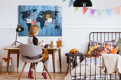 Magnetic dry erase world map whiteboard wall decor