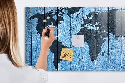 Magnetic dry erase world map whiteboard wall decor