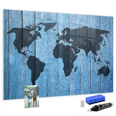 Magnetic dry erase world map whiteboard wall decor