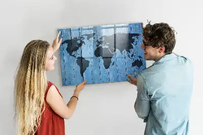 Magnetic dry erase world map whiteboard wall decor