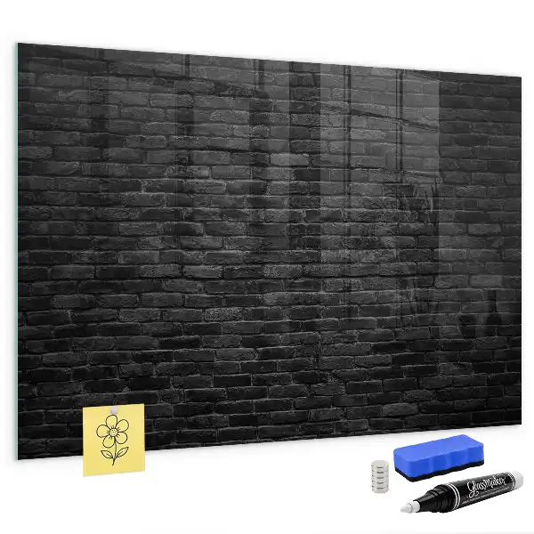 Magnetic dry erase board with a dark brick wall design