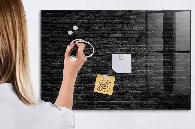 Magnetic dry erase board with a dark brick wall design