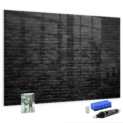 Magnetic dry erase board with a dark brick wall design