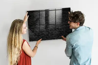 Magnetic dry erase board with a dark brick wall design
