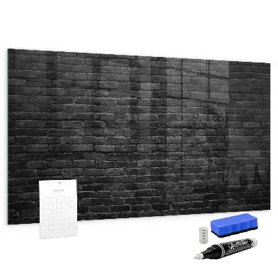 Magnetic dry erase board with a dark brick wall design