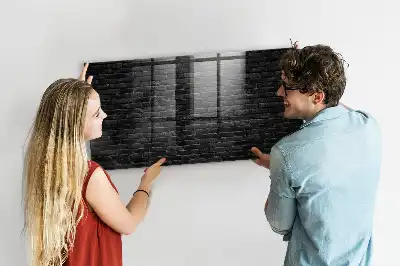 Magnetic dry erase board with a dark brick wall design