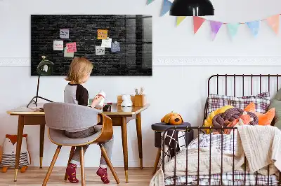 Magnetic dry erase board with a dark brick wall design