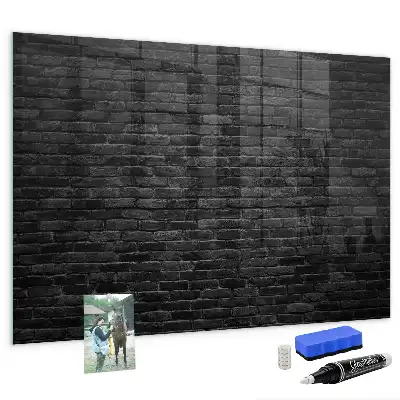 Magnetic dry erase board with a dark brick wall design