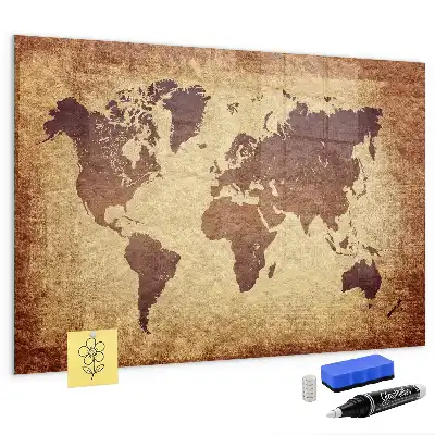 Magnetic dry erase board with an old world map design