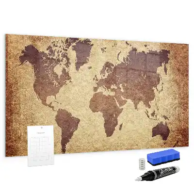 Magnetic dry erase board with an old world map design