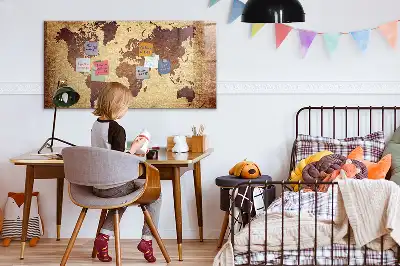 Magnetic dry erase board with an old world map design