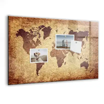 Magnetic dry erase board with an old world map design