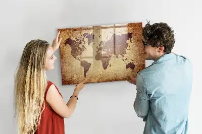Magnetic dry erase board with an old world map design