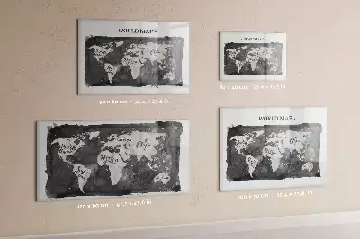 Magnetic dry erase board with a retro world map design