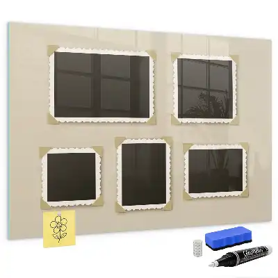 Magnetic dry erase board with a retro frame finish