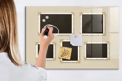 Magnetic dry erase board with a retro frame finish