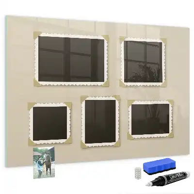Magnetic dry erase board with a retro frame finish