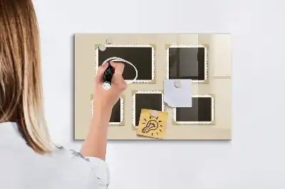 Magnetic dry erase board with a retro frame finish