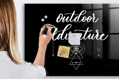Magnetic dry erase board with an outdoor adventure design