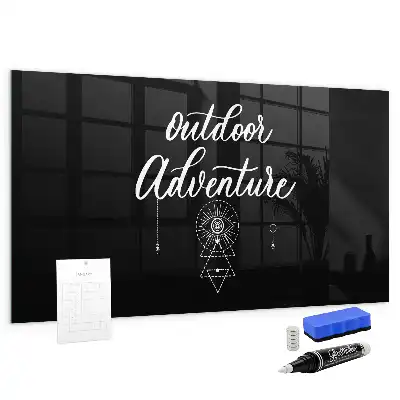 Magnetic dry erase board with an outdoor adventure design