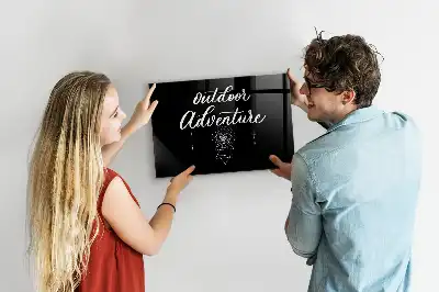 Magnetic dry erase board with an outdoor adventure design