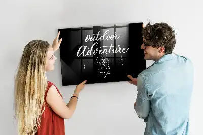 Magnetic dry erase board with an outdoor adventure design