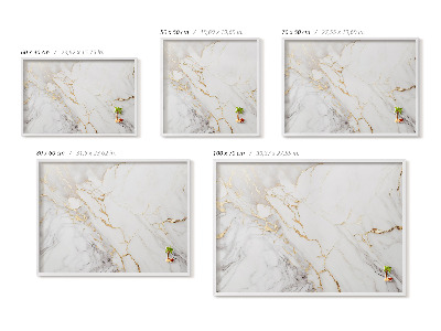 Magnetic board with white frame Stylish marble stone