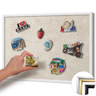 Magnetic board with white frame Elegant light stone